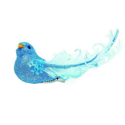 Pássaros com Glitter Azul - 3 Unidades 5 X 4 X 15 Cm
