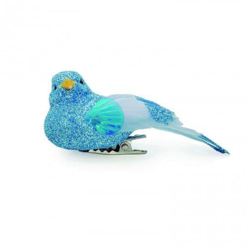 Pássaros com Glitter Azul - 3 Unidades 3 X 3 X 7 Cm