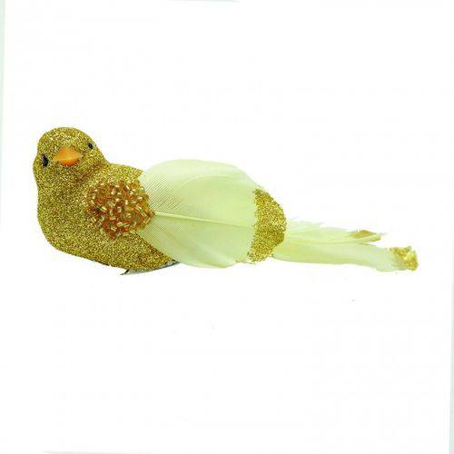Pássaros com Glitter Ouro - 3 Unidades 4 X 4 X 12 Cm