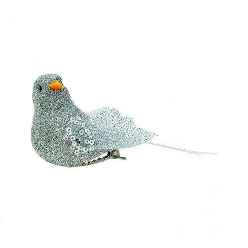 Pássaros com Glitter Prata - 3 Unidades 4 X 4 X 10 Cm