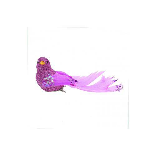 Pássaros com Glitter Rosa - 3 Unidades 4 X 4 X 12 Cm