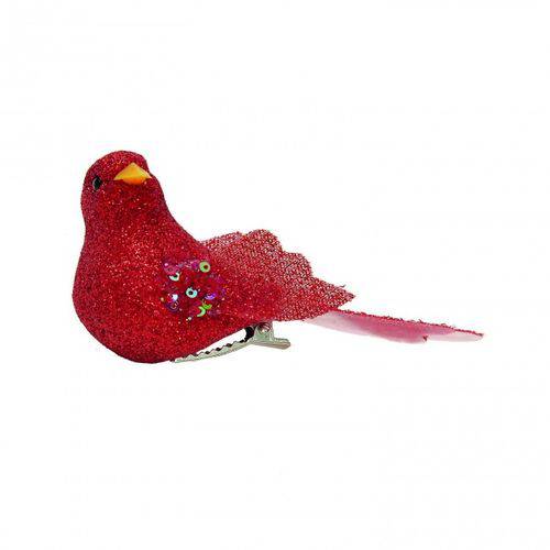 Pássaros com Glitter Vermelho - 3 Unidades 4 X 4 X 10 Cm