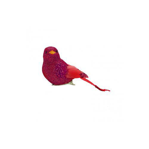 Pássaros com Glitter Vermelho - 3 Unidades 4 X 4 X 9 Cm