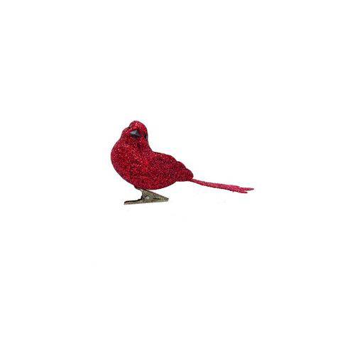 Pássaros com Glitter Vermelho - 3 Unidades 6 X 4 X 11 Cm