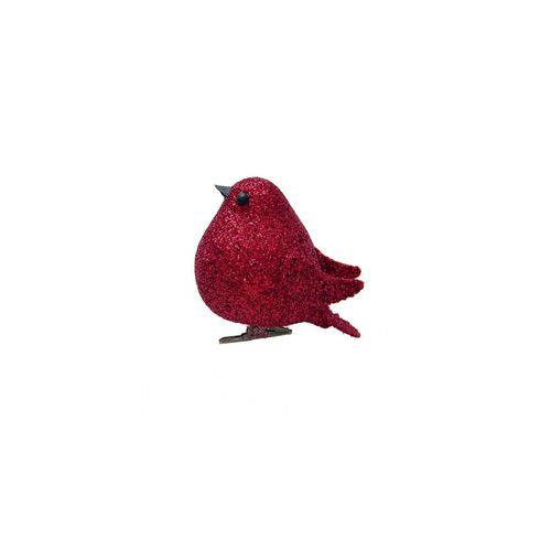 Pássaros com Glitter Vermelho - 3 Unidades 6 X 5 Cm