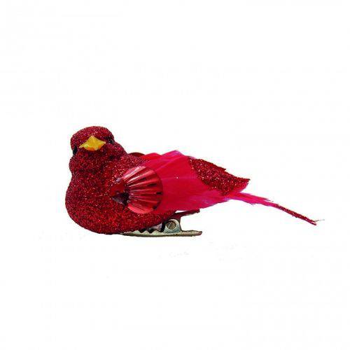Pássaros com Glitter Vermelho - 3 Unidades 3 X 3 X 7 Cm