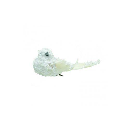 Pássaros Flocado Branco - 3 Unidades 4 X 4 X 12 Cm