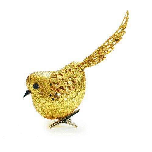 Pássaros Glitter Ouro - 6 Unidades 6 X 5 X 12 Cm