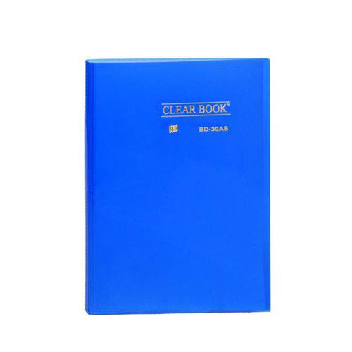 Pasta Catálogo 30 Sacos - A4 - Polipropileno - Transparente - Clear Book - Azul