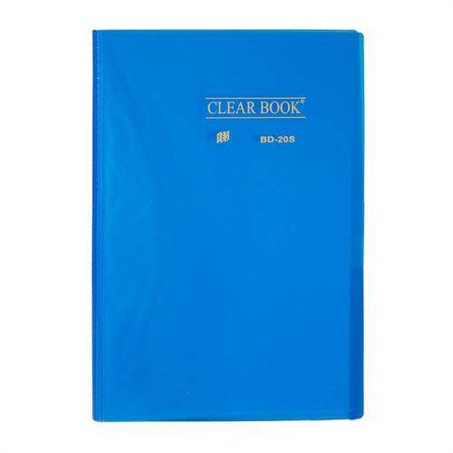 Pasta Catálogo 20 Sacos - Ofício - Polipropileno -transparente - Clear Book - Azul