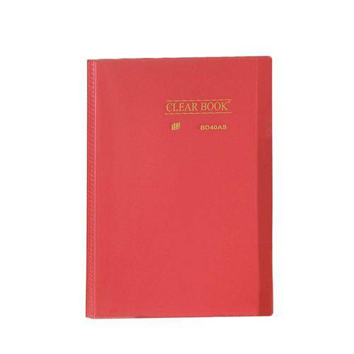 Pasta Catálogo 40 Sacos - A4- Polipropileno - Transparente - Clear Book - Vermelho