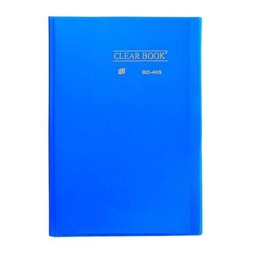 Pasta Catálogo 40 Sacos - Ofício -polipropileno - Transparente - Clear Book - Azul