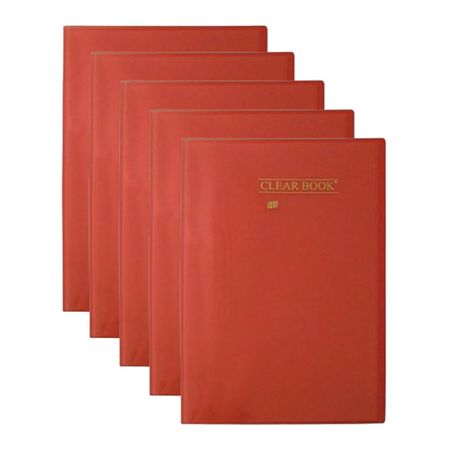 Pasta Catálogo 50 Sacos Oficio Clear Book BD50S Pct 5 Un. YES - Vermelho