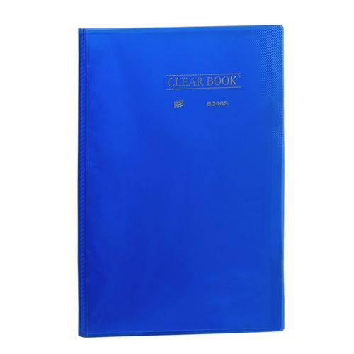 Pasta Catálogo 50 Sacos - Ofício - Polipropileno - Transparente - Clear Book - Azul