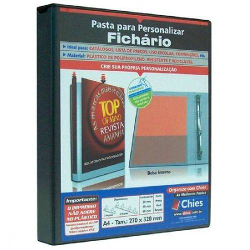 Pasta Fichário Personalizavel Preta A4 para 200 Fls 2 Arg. 1712 Chies 11793