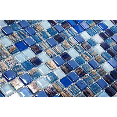 Pastilha de Vidro com Pedras Naturais e Metais TS405 Azul 30x30