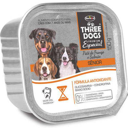 Patê Hercosul Three Dogs Frango e Salmão para Cães Sênior- 150 G
