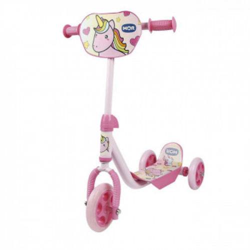 Patinete Infantil Triciclo com 3 Rodas Suporta Ate 30 Kg Altura do Guidao Regulavel Rosa Mor