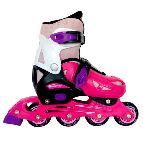 Patins Ajustável com Kit de Segurança Rosa M - Astro Toys