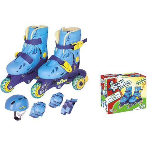 Patins Azul Tri-line 26/29 com Acessórios Fênix Brinquedos