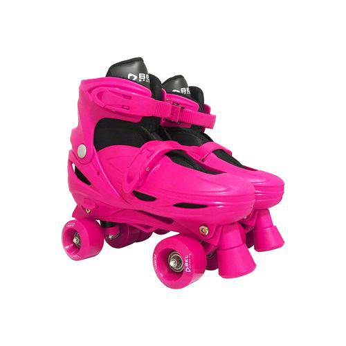 Patins Clássico Quad Roller Infantil Bel Sports Azul Preto Rosa Vermelho M G 33 a 40 + Bolsa