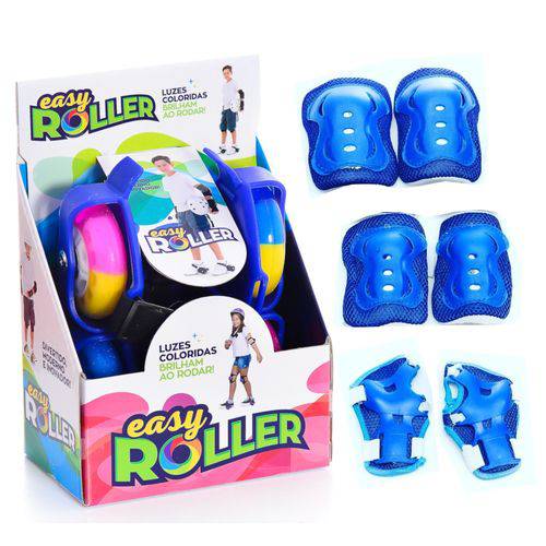 Patins Infantil para Adaptar no Tênis Easy Roller com Kit Proteção Azul