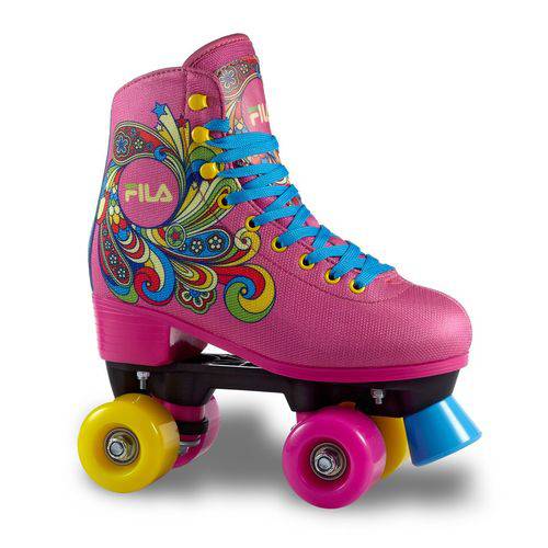 Patins Infantil Quad Fila Skates Bella Pink