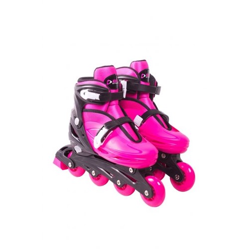 Patins Inline Rollers Radical Rosa M 33-36 com Bolsa Plástica
