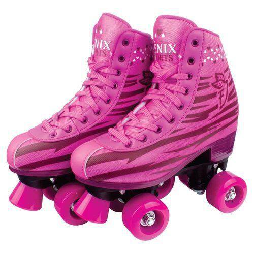 Patins Rosa Roller Skate 4 Rodas 36/37 - Fênix Rl-01r