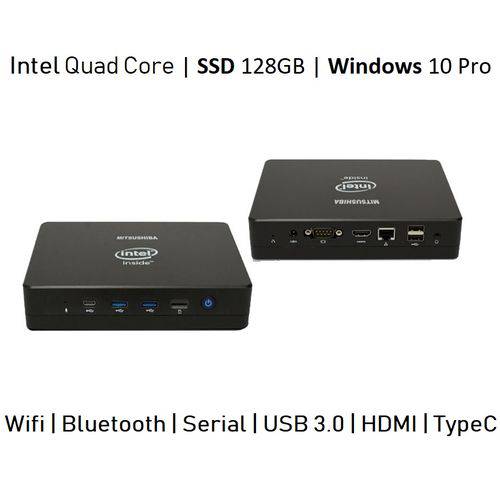 PC BOX 3green Intel Quad Core 4GB SSD 128GB Windows 10 Pro Wifi Bluetooth Serial HDMI