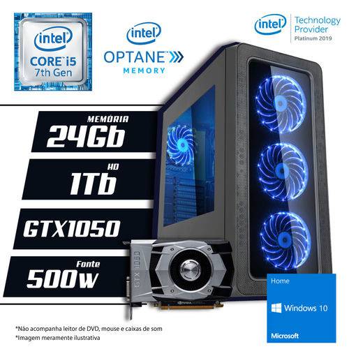 PC Gamer CertoX BRAVE 5023 Intel Core I5 7ª Geração 24GB HD 1TB GTX1050 Windows 10 SL