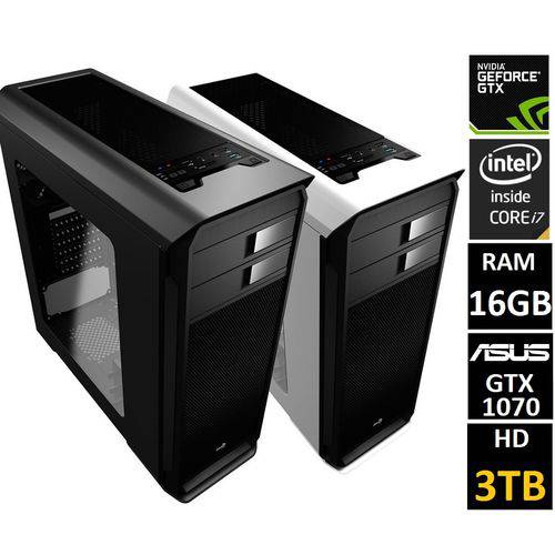 PC Gamer EasyPC Extreme Intel Core I7 16GB (ASUS GeForce GTX 1070 8GB) HD 3TB Gabinete Aerocool 500