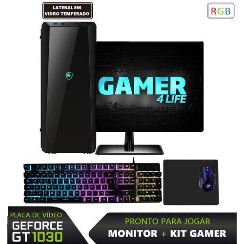 PC Gamer 3green Premier Intel G3930 (GeForce GT 1030 2GB) 4GB 1TB Monitor LED 19" HDMI