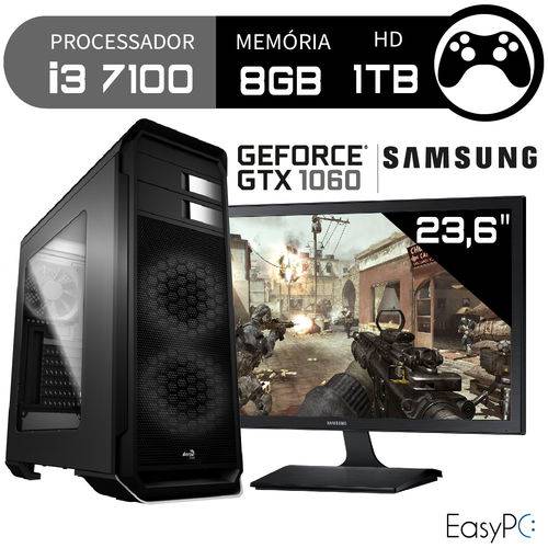 Pc Gamer Intel Core I3 7100 Geforce Gtx 1060 Monitor Samsung 23.6 S24E310 8GB 1TB EasyPC