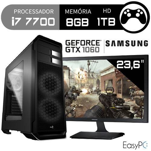 Pc Gamer Intel Core I7 7700 Geforce Gtx 1060 Monitor Samsung 23.6 S24E310 8GB 1TB EasyPC