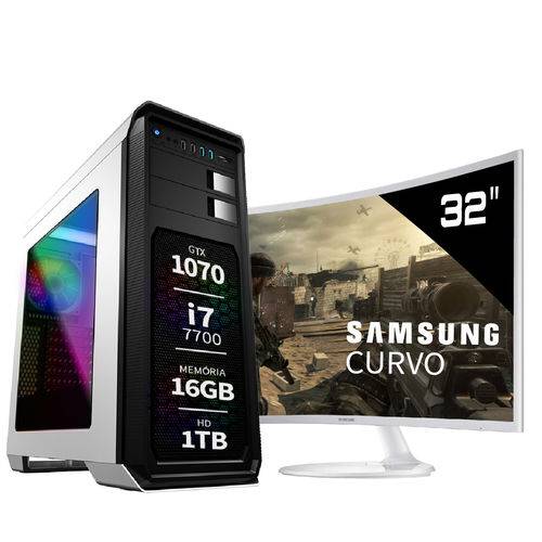 Pc Gamer Intel Core I7 7700 Geforce Gtx 1070 16GB Monitor Curve Samsung 32 C32F391 16GB 1TB EasyPC