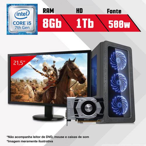 PC Gamer + Monitor 21,5'' Intel Core I5 7ª Geração 8GB HD 1TB GTX 1050 CertoX BRAVE 5004
