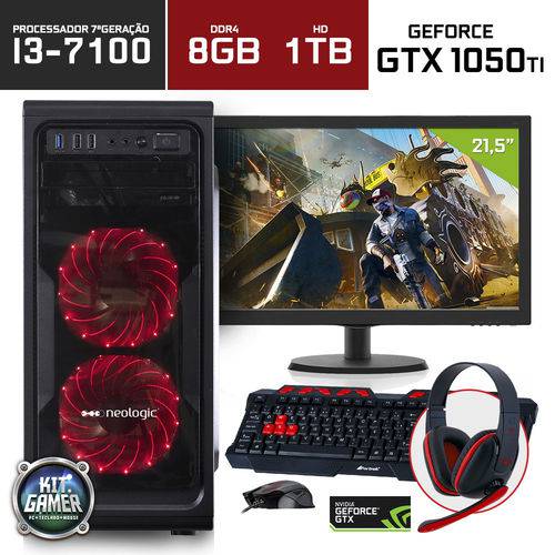 PC Gamer Neologic NLI68710 Intel Core I3-7100 8GB (Gtx 1050Ti 4GB) 1TB + Monitor 21,5"