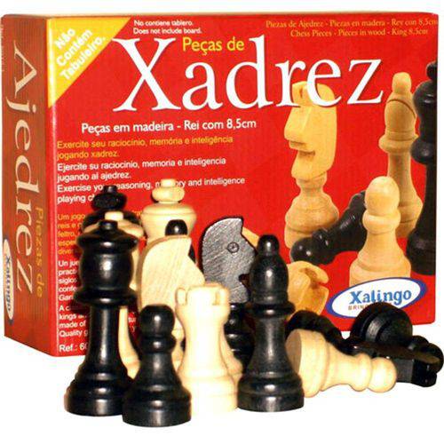 Peças para Xadrez em Madeira com Feltro - Xalingo Rei 8,5 Cm