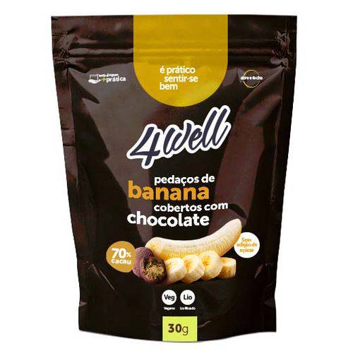 Pedaços de Banana Cobertos com Chocolate 4well - 30gr