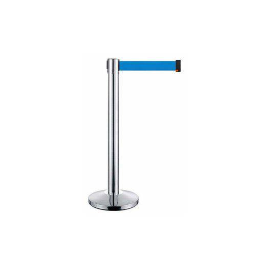 Pedestal Separador de Fila Cromado com Fita Azul