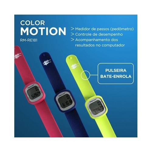 Pedômetro Color Motion Rm-Re181 com Software, Contador de Passos, Azul - Relaxmedic