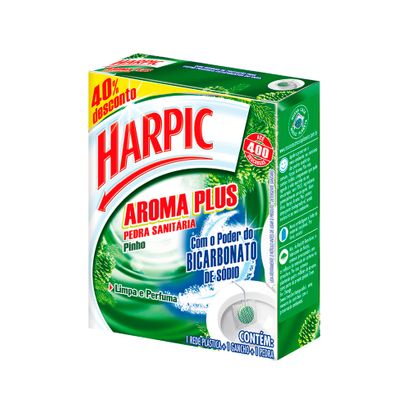 Pedra Sanitária Harpic Aroma Plus Pinho Limpa e Perfuma