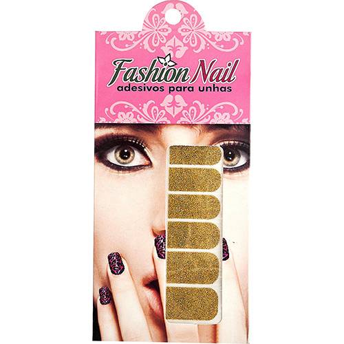 Película Adesiva Fashion Nail Dourada Glitter