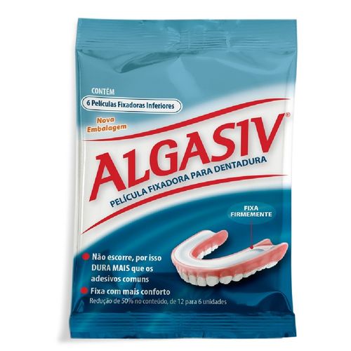 Película Fixadora para Dentadura Inferior Algasiv 6 Unidades