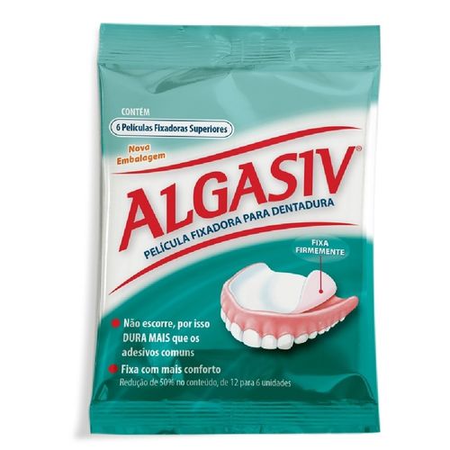 Película Fixadora para Dentadura Superior Algasiv 6 Unidades