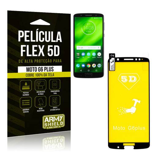 Película Flex 5D Cobre a Tela Toda Motorola Moto G6 Plus Preta - Armyshield
