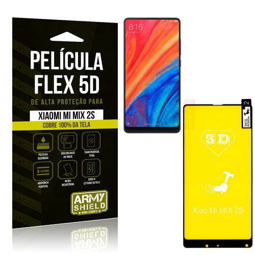 Película Flex 5D Cobre a Tela Toda Xiaomi Mi Mix 2S Preta - Armyshield