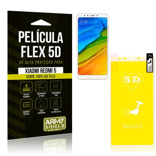 Película Flex 5D Cobre a Tela Toda Xiaomi Redmi 5 Branca - Armyshield