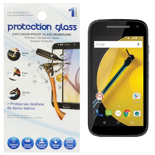 Película Protetora de Vidro Lisa para Smartphone Motorola Moto e 2ª Geração Protecction Glass